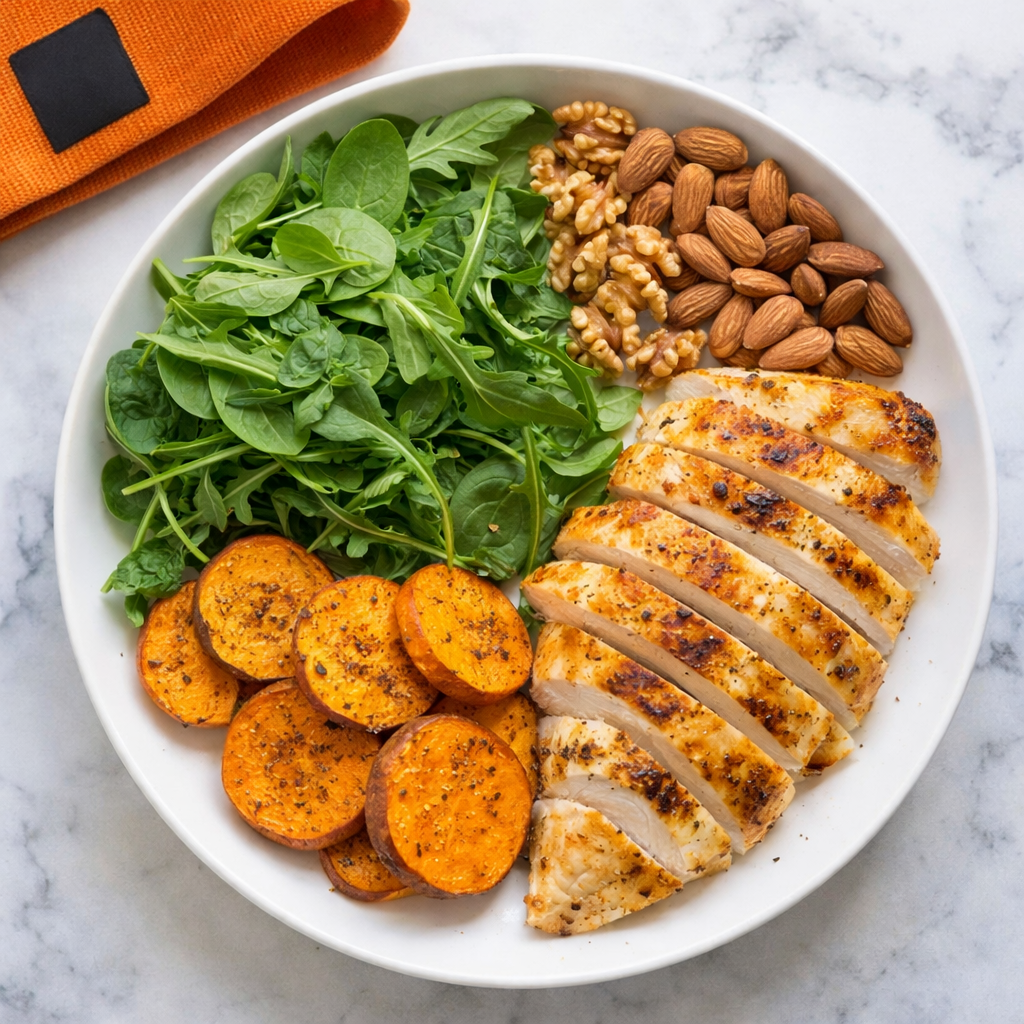 Healthy meal with glute-supporting protein and nutrients